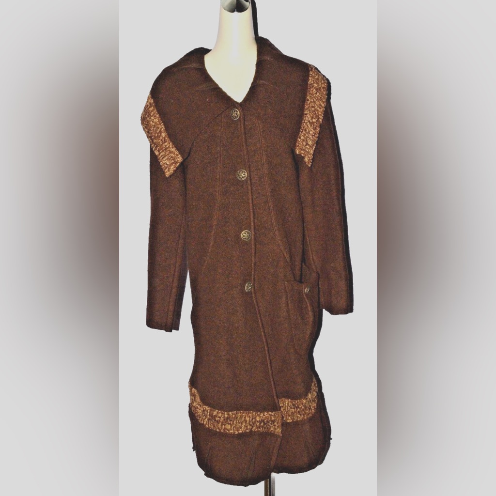 Cannisse Vintage Y2k Sz S Small Brown Virgin Wool Sweater Coat Jacket Morocco